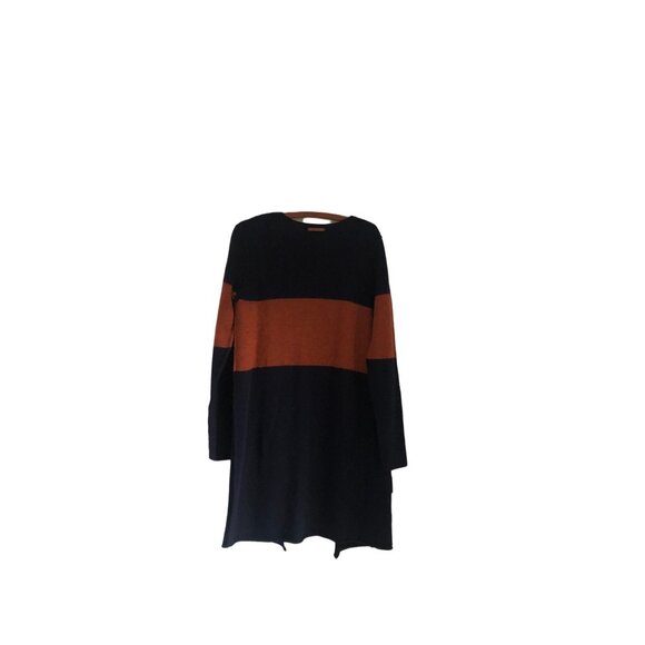 Birds of Paradis Trovata Colorblock Navy Rust Wool Open Duster Cardigan Small - Picture 7 of 7